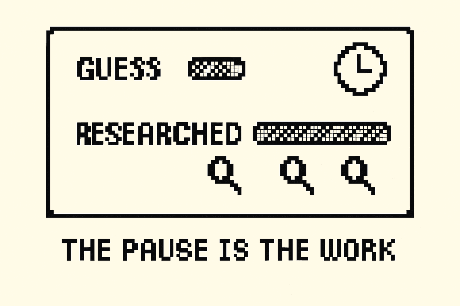 A timeline showing a short pause leading to a guess versus a long pause leading to a researched answer
